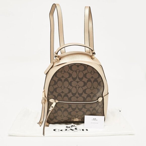 Coach Gold/Brown Signature Coated Canvas and Leather Jordyn Backpack 247-050225 - Picture 8 of 9
